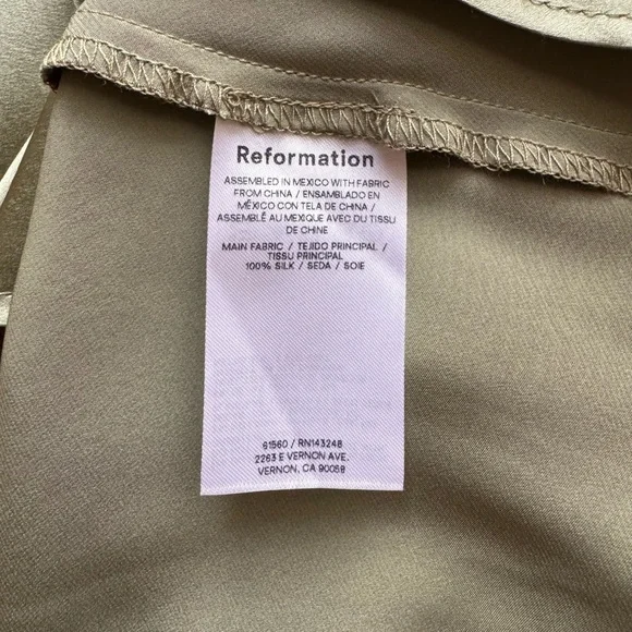 Reformation Casette Silk Dress in Artichoke Size 12 NWT - Picture 15 of 16